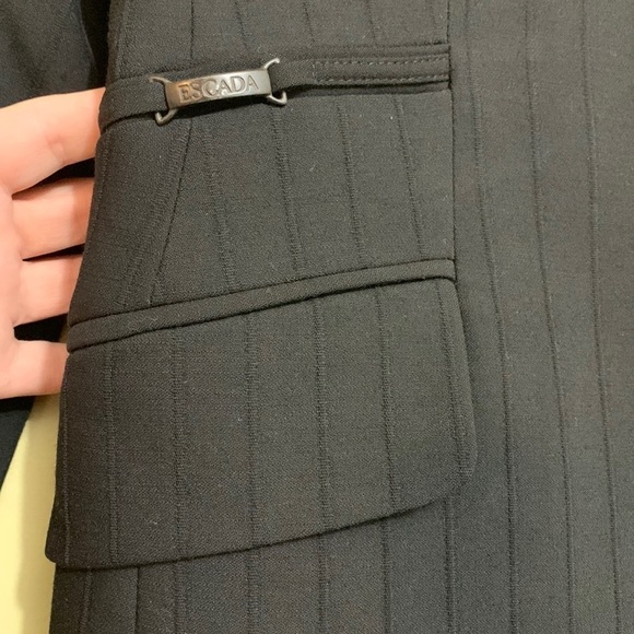 Escada Margaretha Ley Black 2 Piece Striped Wool Pants/Jacket Suit EU 38 US 6/8 - Picture 6 of 17